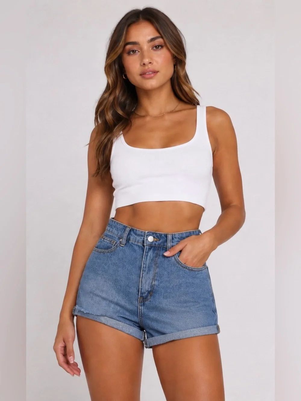 Tiger Mist Medium Wash Francie Distressed High-Rise Jean Shorts Sz S Minimalist